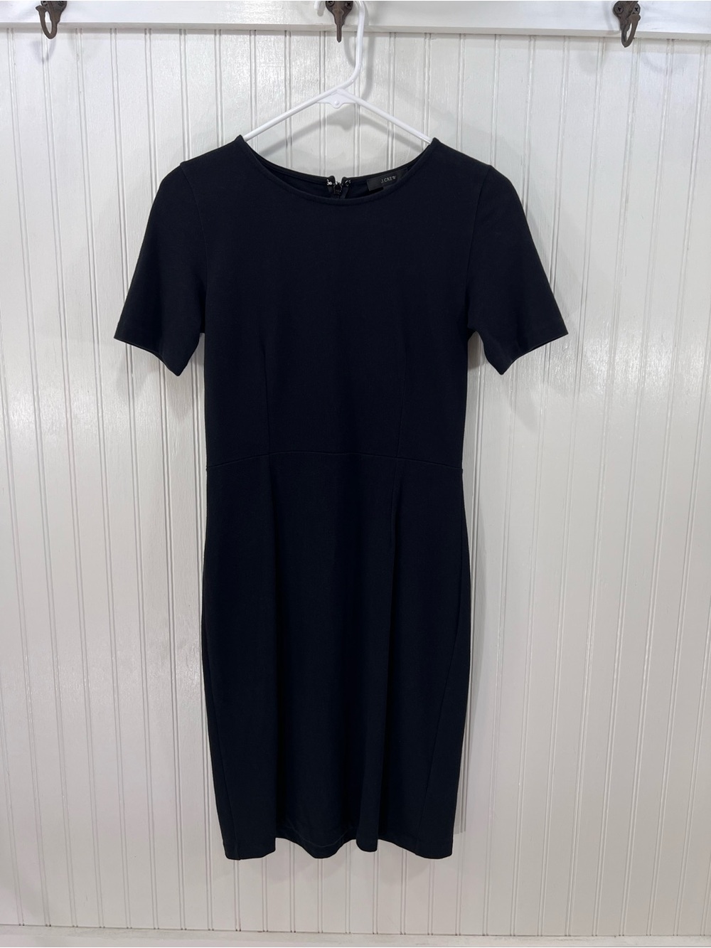 J. Crew Black Cotton Short Sleeve Sheath Dress Size 0 LBD